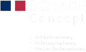 Scharf Concept Logo in weiß